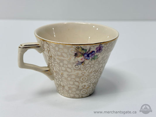 H & K Tunstall Floral Teacup – Made in England – Gilt Decor (Each)