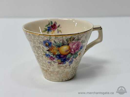H & K Tunstall Floral Teacup – Made in England – Gilt Decor (Each)