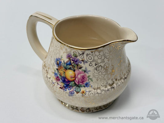Vintage H&K Tunstall England Floral Gilt Creamer Jug