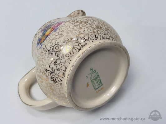 Vintage H&K Tunstall England Floral Gilt Creamer Jug