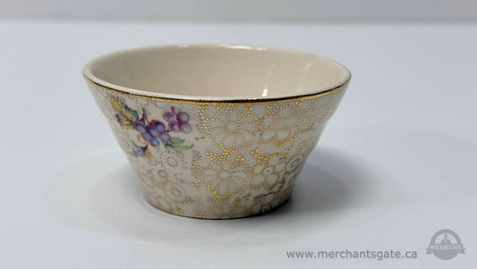 H&K Tunstall Vintage Porcelain Sugar Bowl with Gilt & Fruit Motif
