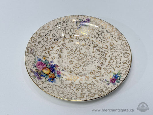 H & K Tunstall 5.5″ Tea Saucer – Made in England – Gilt Floral (Each)