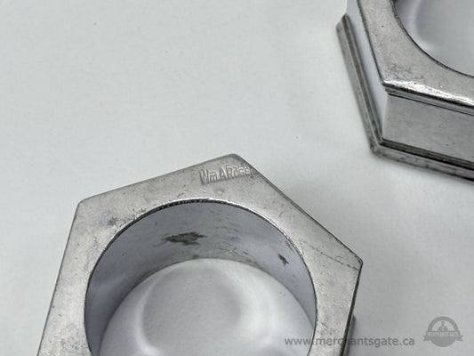 Pair of Wm A Rogers Silver Plate Hexagonal Napkin Rings Vintage Tableware