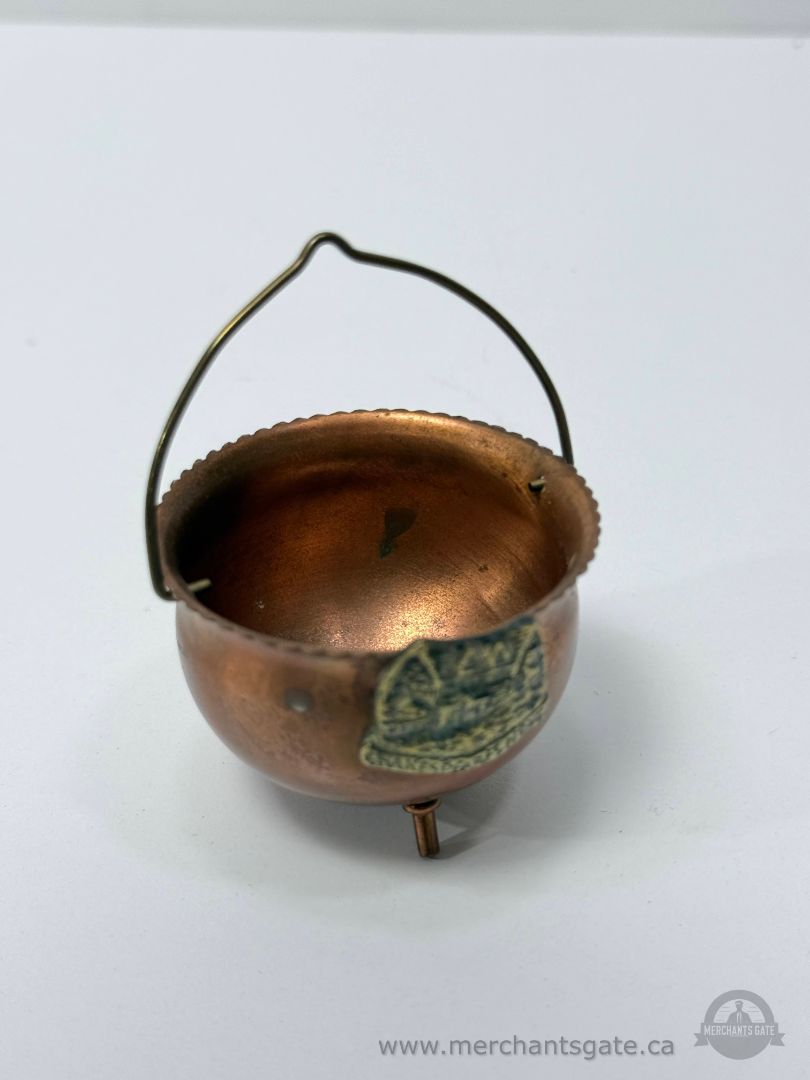 Small Copper Cauldron with Handle Mini Decorative Pot
