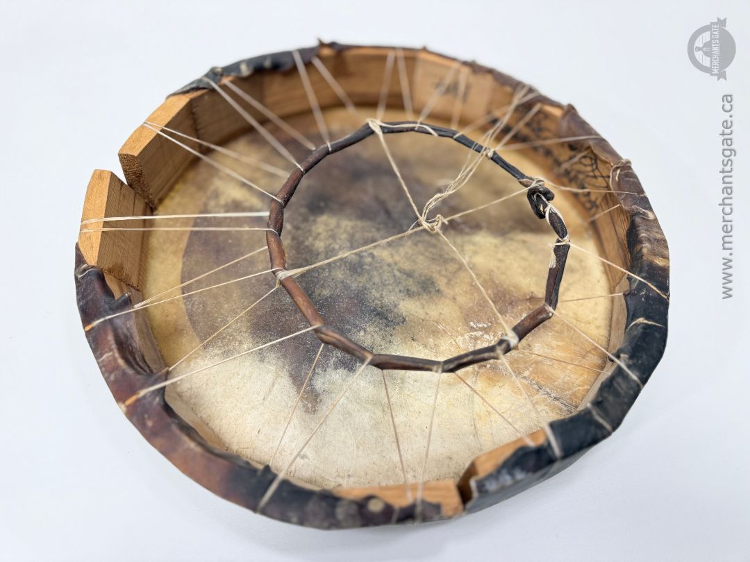 Hand Painted Native Style Frame Drum Wolf Design 16 Inch Diameter