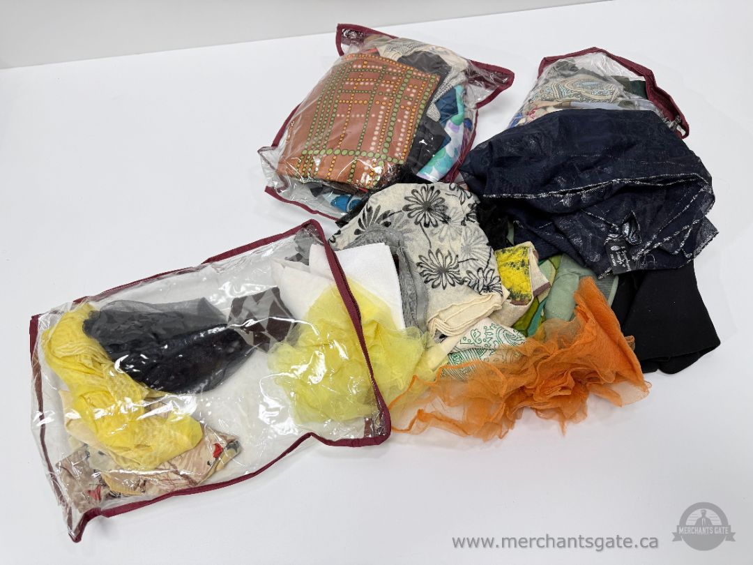 Fabric Swatches & Scrap Fabric Lot – 3 Full Bags – Assorted Materials & Colours