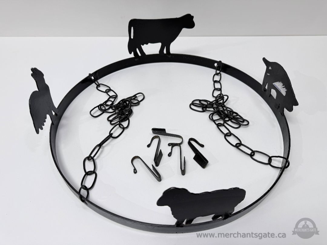 Metal Farm Animal Hanging Pot Rack 18 Inch Diameter Black Finish