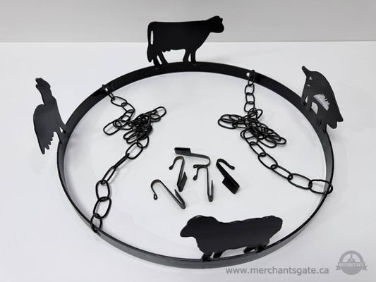 Metal Farm Animal Hanging Pot Rack 18 Inch Diameter Black Finish