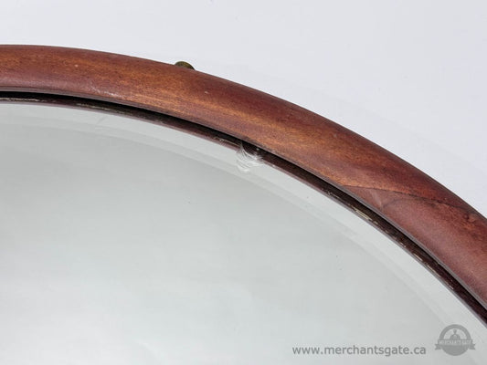 Oval Wood Framed Wall Mirror 24 x 20 with Beveled Glass