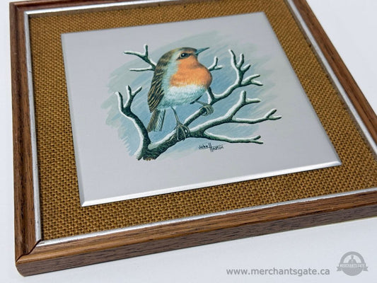John Heaton Framed Bird Art – Mounted Wildlife Print on Board – 9" x 9"