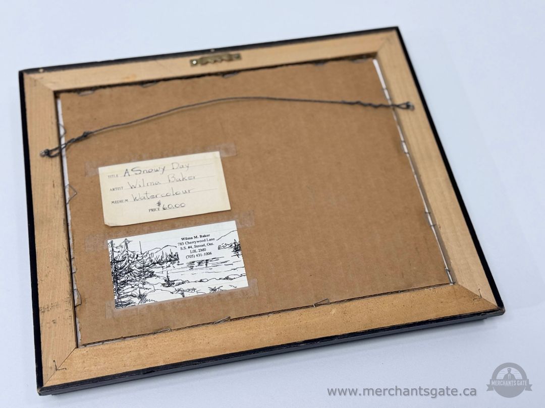 Original Watercolor Painting “A Snowy Day” by Wilma Baker – Framed – 10" x 12"