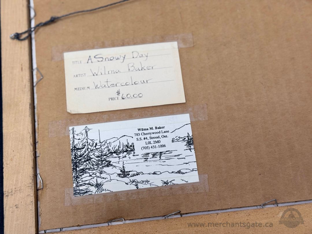 Original Watercolor Painting “A Snowy Day” by Wilma Baker – Framed – 10" x 12"