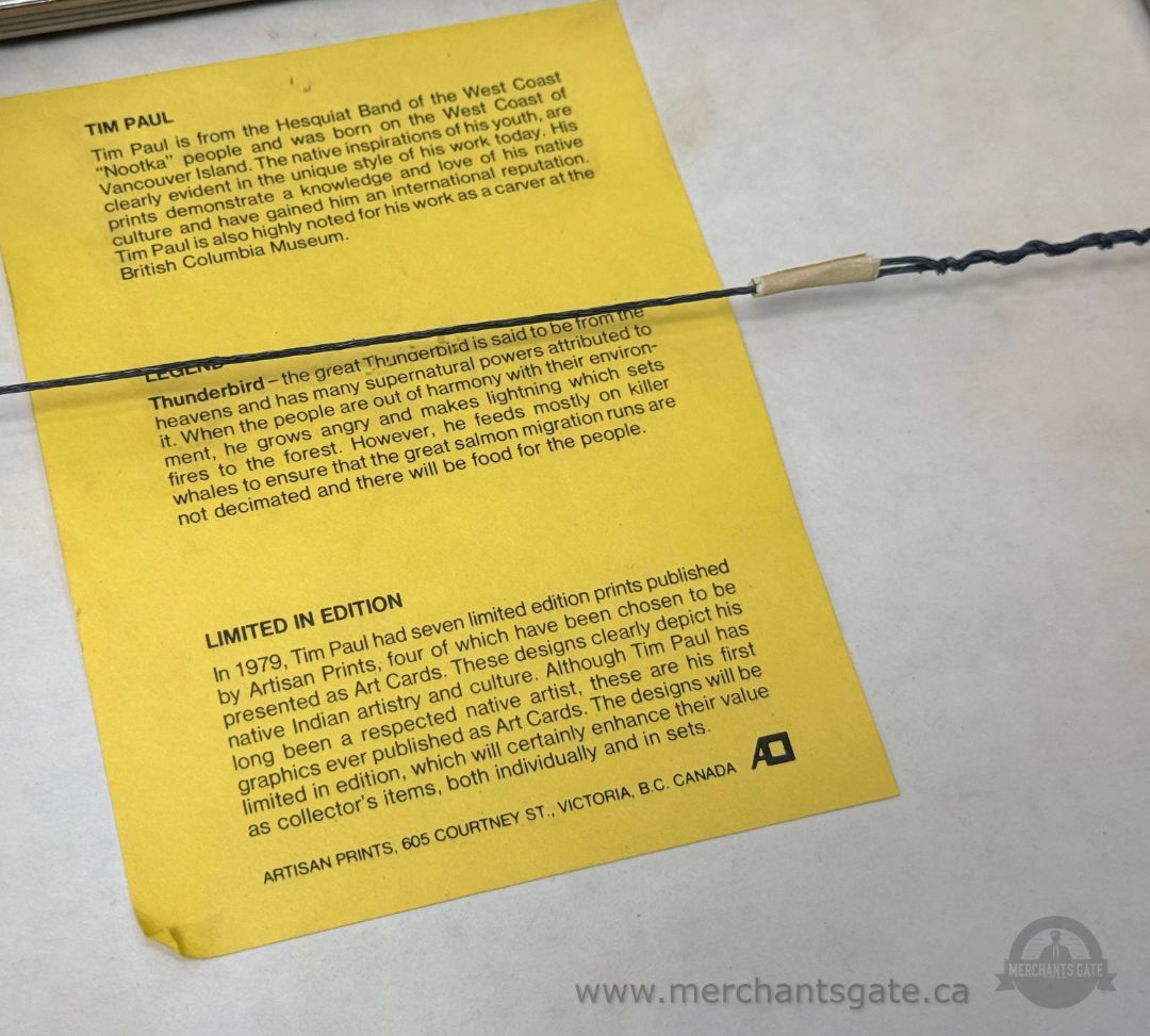 Vintage Indigenous Art Print “Thunderbird” by Tim Paul – Hesquiat – Framed