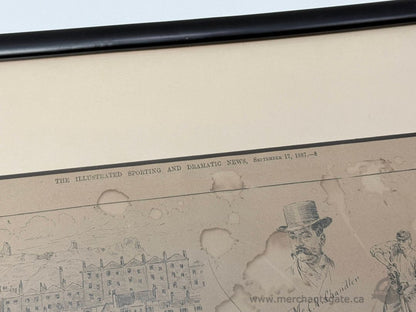 Antique 1887 Cricket Engraving – “Cricket at Hastings” Framed Print