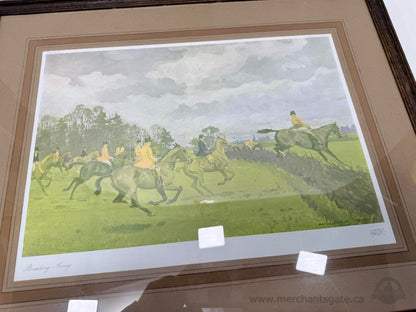 Set of 4 Antique Fox Hunting Prints by Charles Walter Simpson (1930s) – Framed