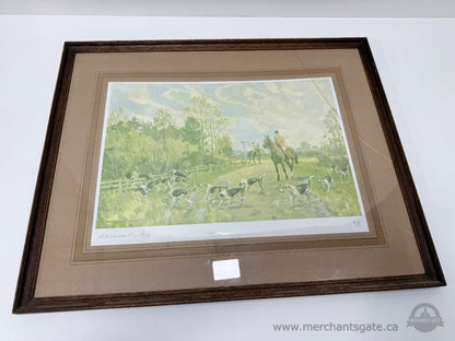 Set of 4 Antique Fox Hunting Prints by Charles Walter Simpson (1930s) – Framed