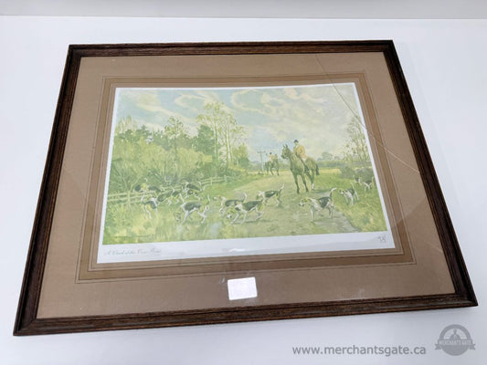 Set of 4 Antique Fox Hunting Prints by Charles Walter Simpson (1930s) – Framed