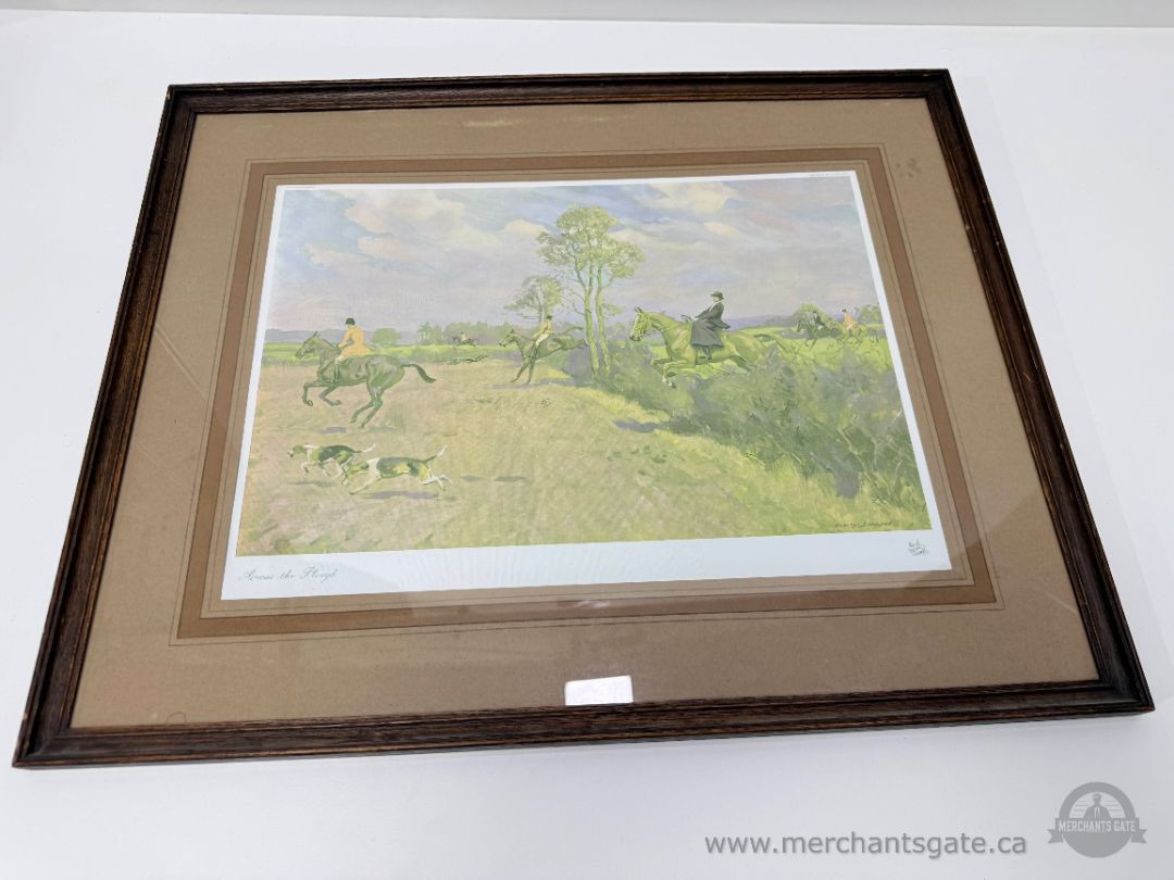 Set of 4 Antique Fox Hunting Prints by Charles Walter Simpson (1930s) – Framed