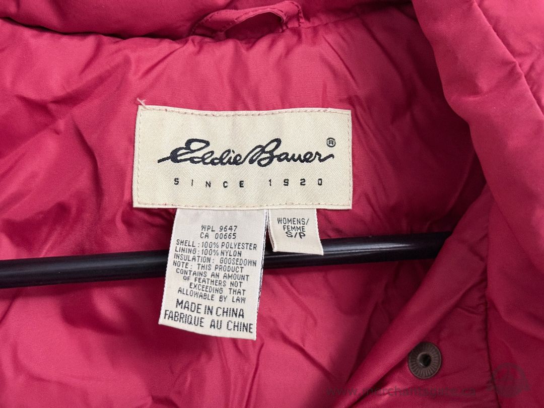 Eddie Bauer Women’s Size Small - Long Goose Down Hooded Winter Coat – Red