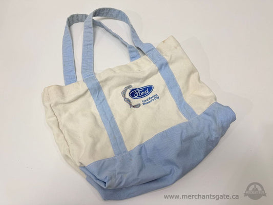Ford Racing Women’s Day Canvas Tote Bag – Cream & Light Blue, Vintage Promo