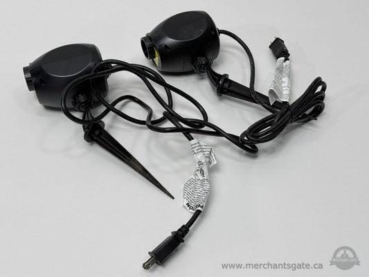 Outdoor Plug In Landscape Spotlights Pair with Ground Stakes Black