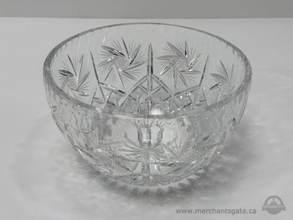 Cut Crystal Glass Bowl Starburst Pattern Clear Serving Bowl 8 Inch