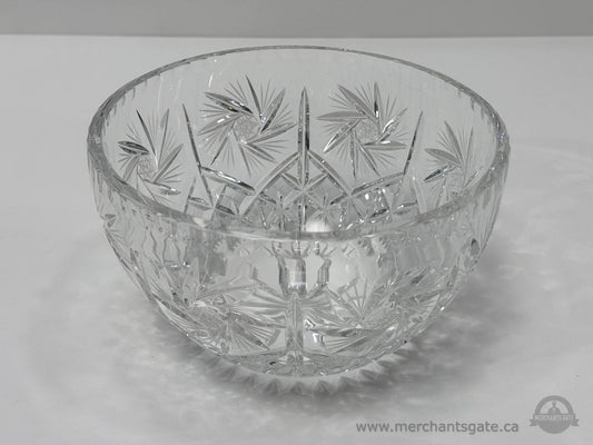Cut Crystal Glass Bowl Starburst Pattern Clear Serving Bowl 8 Inch