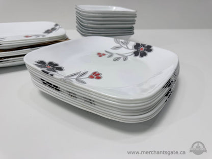 Corelle Vitrelle Square Dinnerware Set – Floral Pattern – 28 Pieces