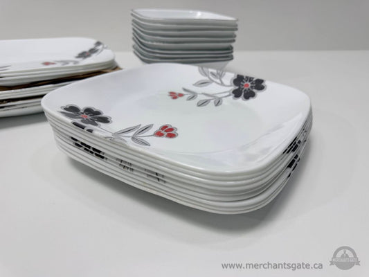 Corelle Vitrelle Square Dinnerware Set – Floral Pattern – 28 Pieces