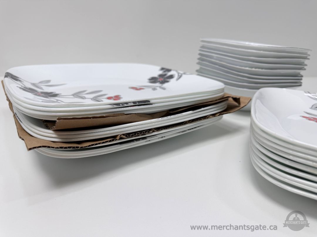Corelle Vitrelle Square Dinnerware Set – Floral Pattern – 28 Pieces