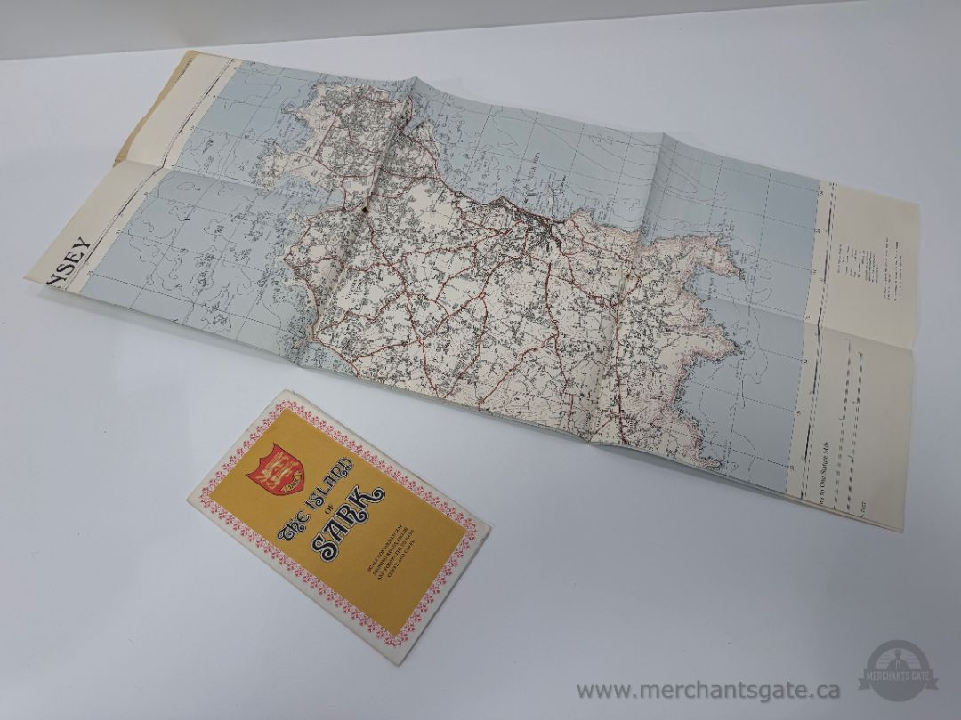 Vintage Folded Map of The Island of Sark with Guernsey Channel Islands