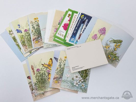 Guernsey Post Office Stamp Card Lot – Botanical & Wildlife Designs (1990s, Like New)