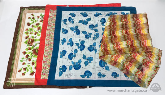 Vintage Assorted Pattern Scarves Floral Graphic Zigzag Mixed Colors Approx 26 in Length Lot