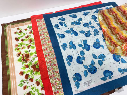 Vintage Assorted Pattern Scarves Floral Graphic Zigzag Mixed Colors Approx 26 in Length Lot