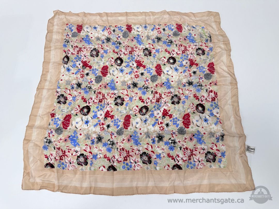 Vintage Cacharel For Robinson Golluber Floral Print 100 Percent Silk Scarf Made in Japan