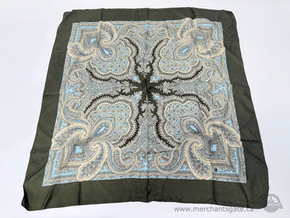 Vintage Liberty of London Paisley Pattern Silk Scarf Green Blue Ivory Made in England