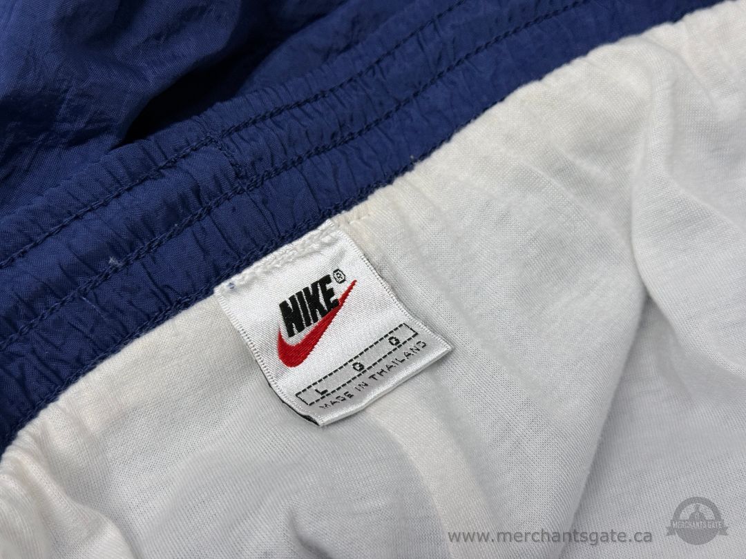 Vintage Nike Track Pants – Blue Nylon Warm-Up Pants (Size L)