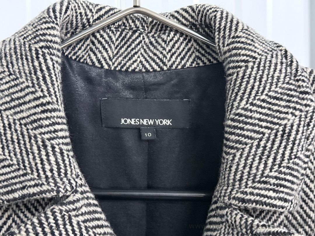 Jones New York Womens Herringbone Wool Blend Coat Size 10