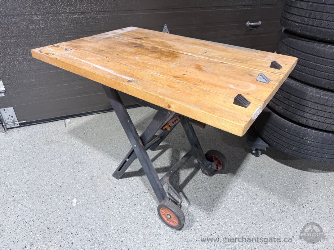 Heavy Duty Folding Work Bench on Wheels – Solid 2x6 Top