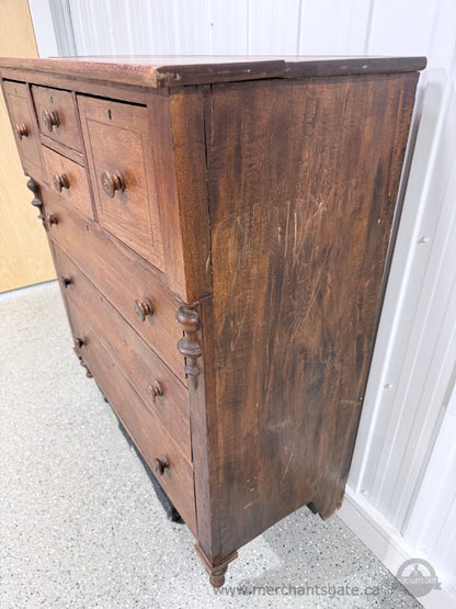 19th Century Antique Farmhouse Chest of Drawers Solid Wood 46.5"