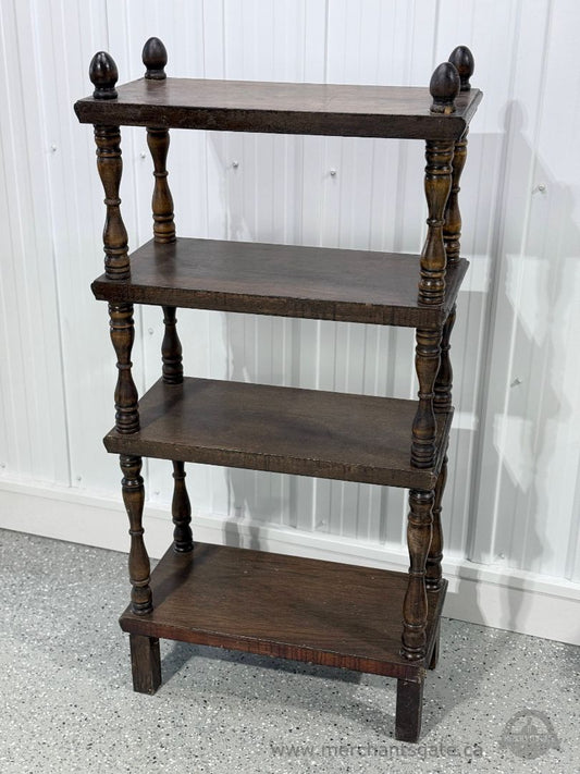 Antique Style Solid Wood 4 Tier Bookshelf with Turned Spindles