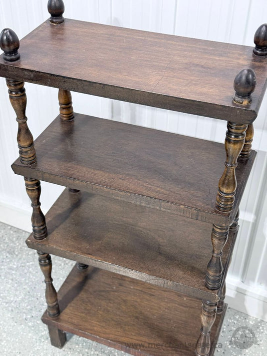 Antique Style Solid Wood 4 Tier Bookshelf with Turned Spindles