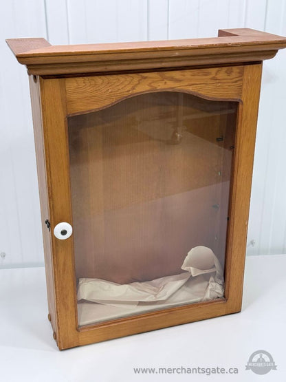Vintage Solid Pine Wall Mounted Medicine Cabinet with Glass Shelves – 22.5"