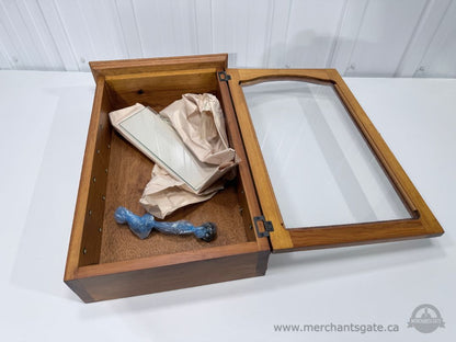 Vintage Solid Wood Wall Curio Display Cabinet with Glass Door