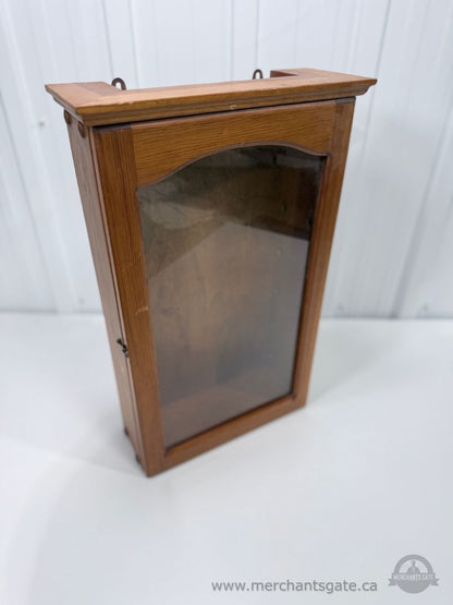 Vintage Solid Wood Wall Curio Display Cabinet with Glass Door