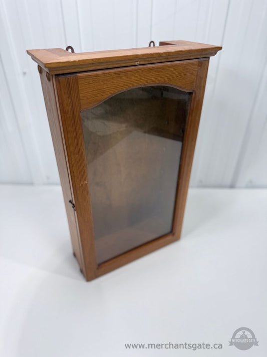 Vintage Solid Wood Wall Curio Display Cabinet with Glass Door