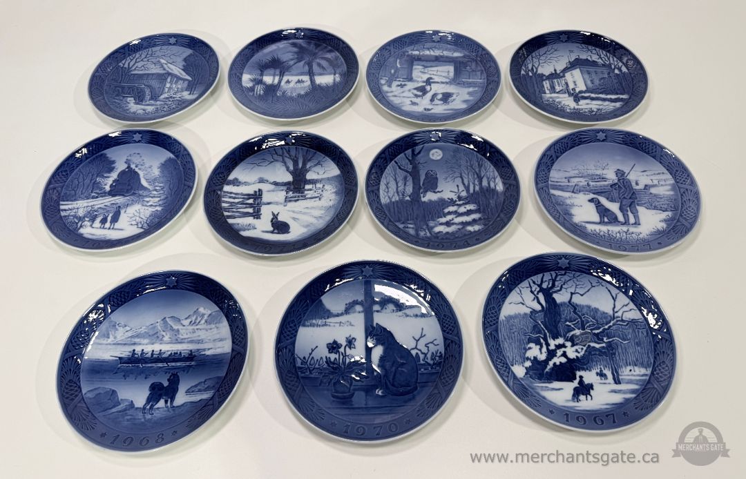 Royal Copenhagen Christmas Plates 1967 to 1977 Set of 11 7" Porcelain