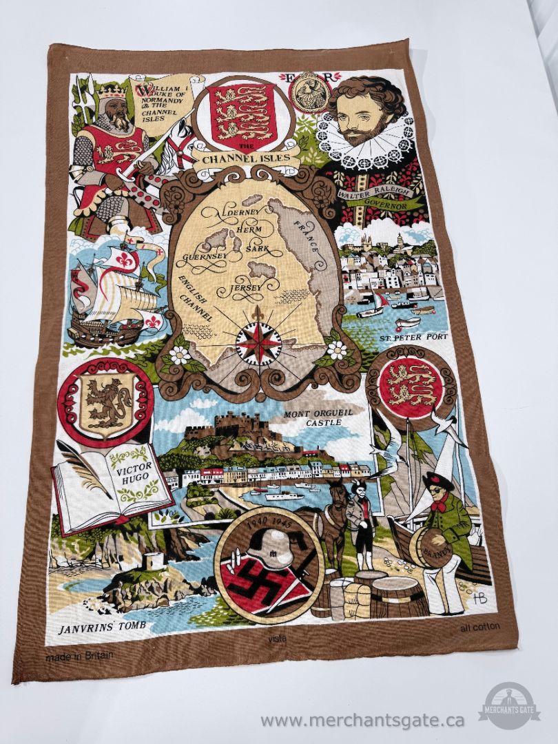Vintage Channel Isles Souvenir Tea Towel All Cotton Made in Britain