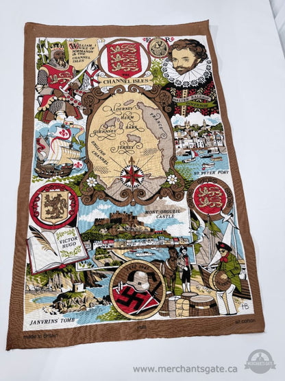 Vintage Channel Isles Souvenir Tea Towel All Cotton Made in Britain