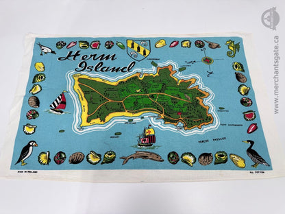 Vintage Herm Island Souvenir Tea Towel Map All Cotton Made in Ireland